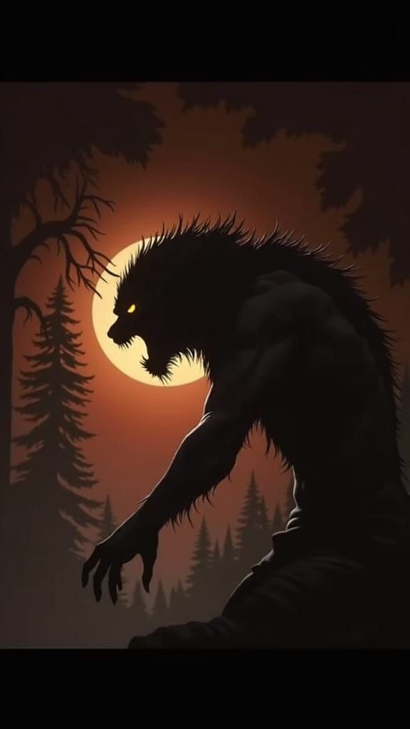 Werewolf Transformation in Gothic Forest