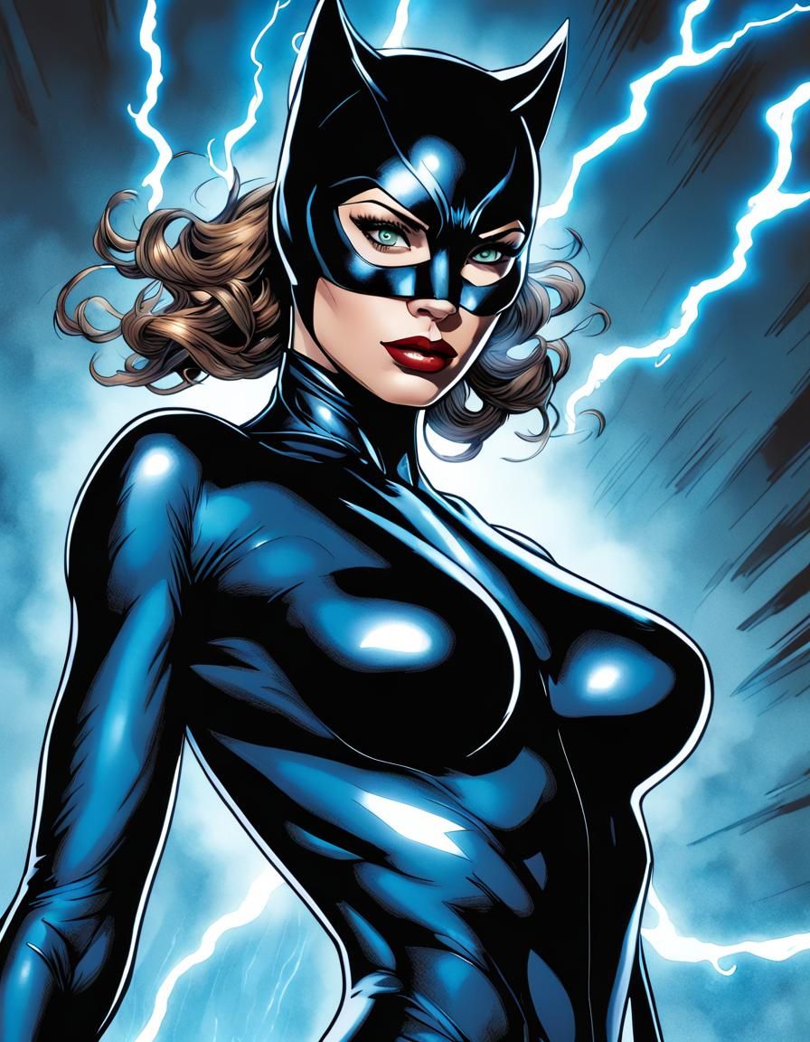 Catwoman in Gotham: DC Comics Style Illustration