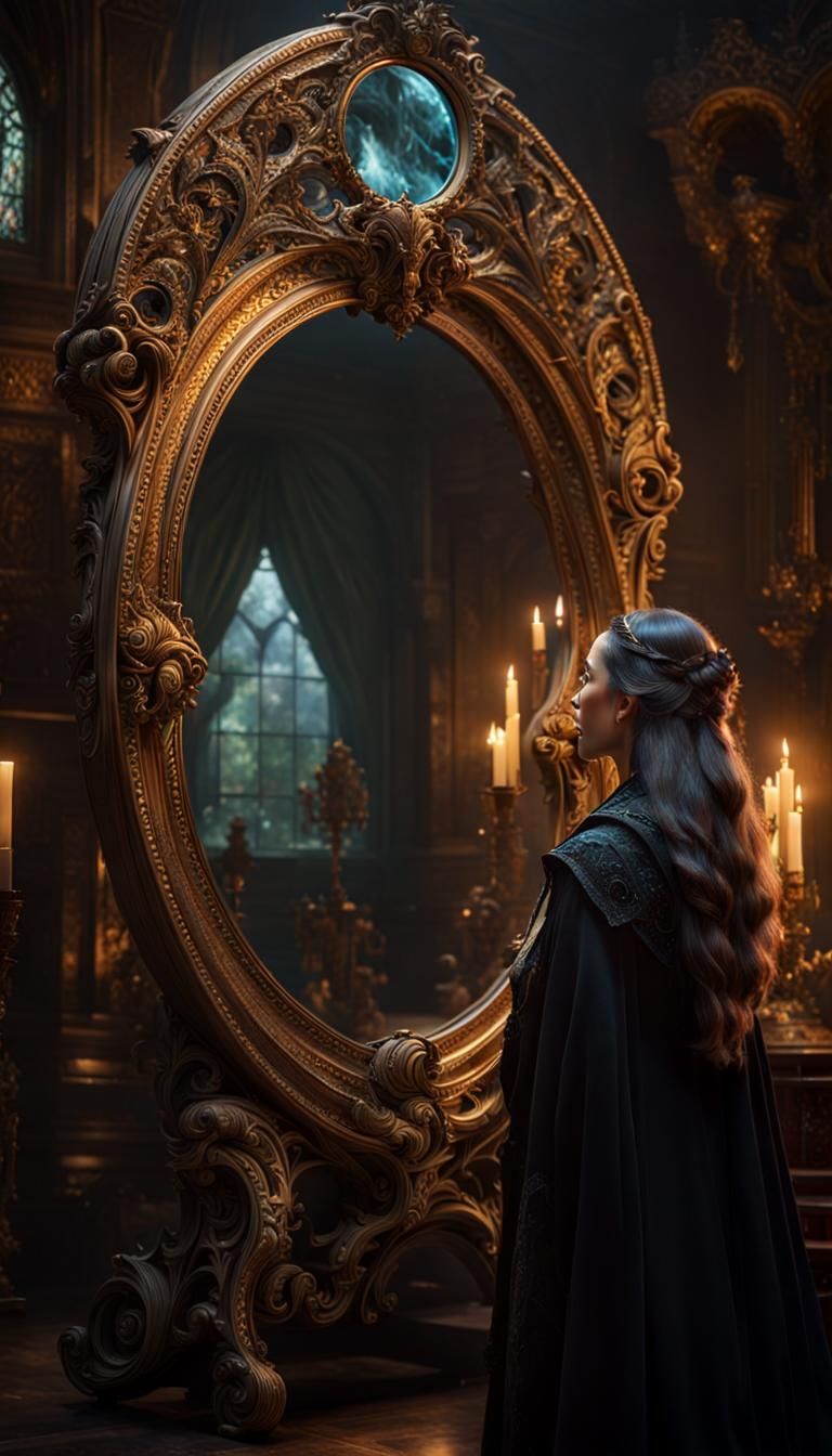 Witch and Magic Mirror: Dark Fantasy Concept Art