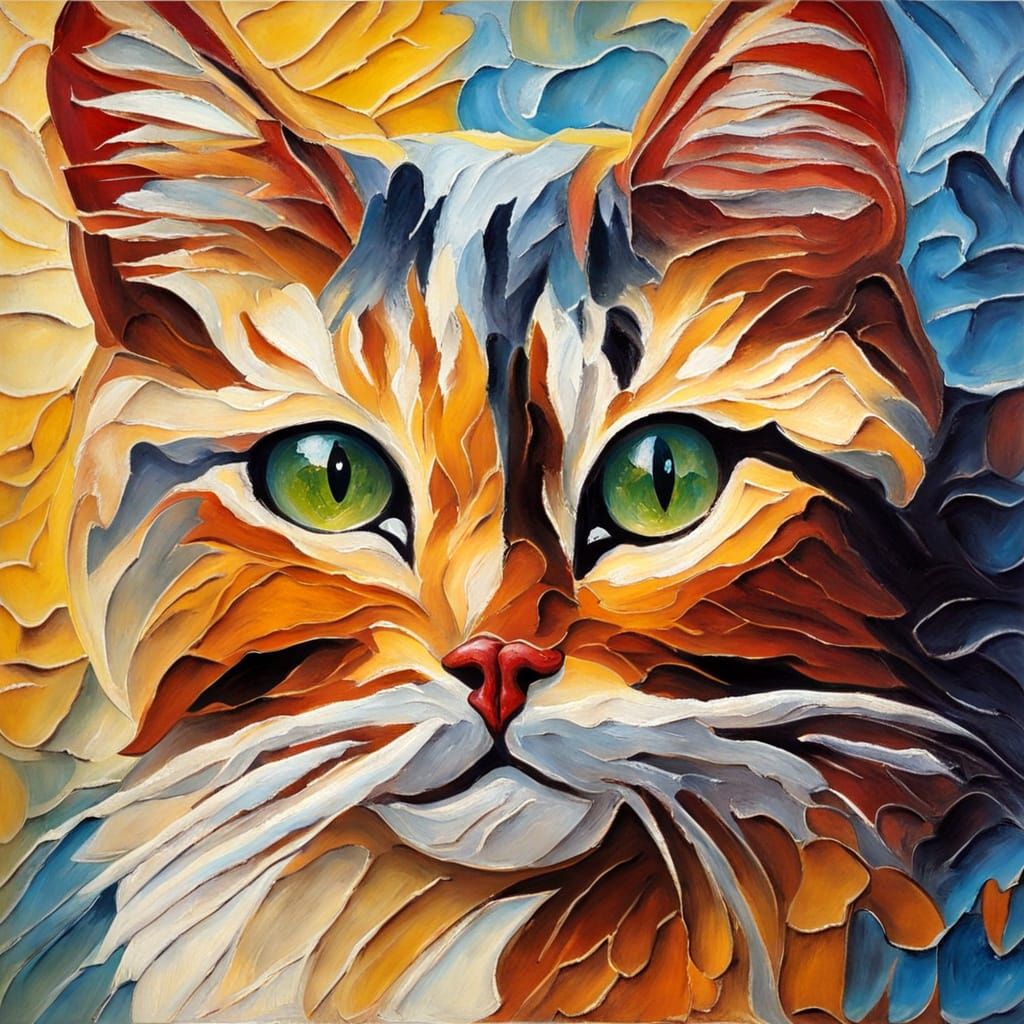 Impasto Alley Cat in Thick Brushstrokes