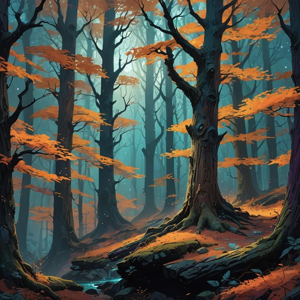 Autumn Forest Fantasy Concept Art in Grimmer Style
