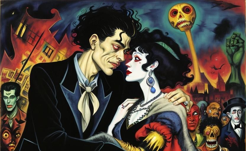 Vampires in Love: A Dark Fantasy Afrofuturist Artwork