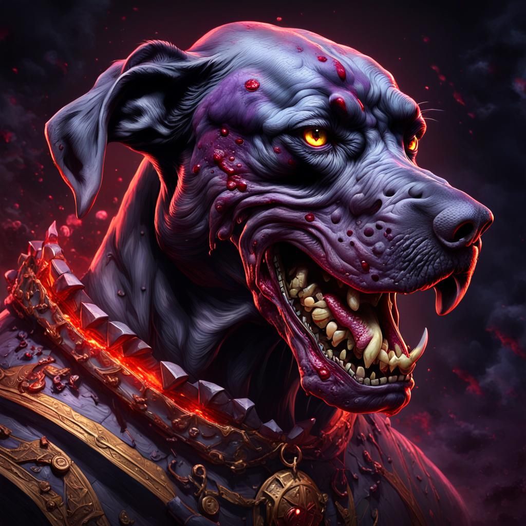 Demonic Great Dane Under Full Moon, Dark Fantasy Art