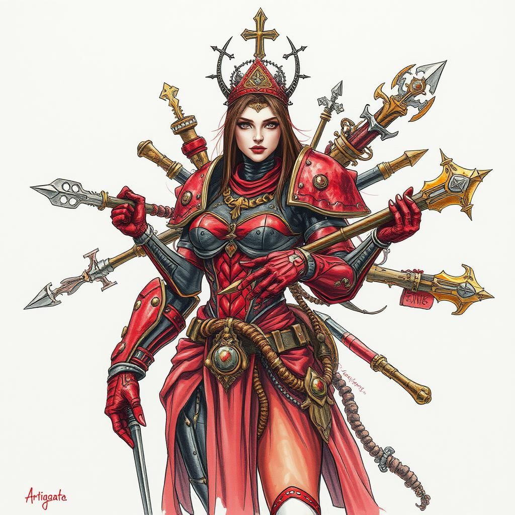 Multi-Armed Cyborg Woman in Detailed Matte Painting