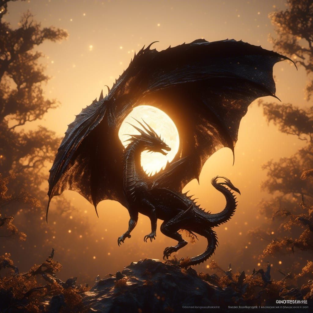 Dragon Silhouette Against a Golden Sun