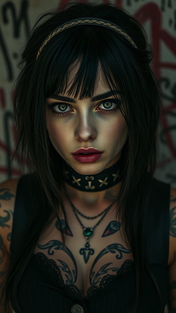 Dystopian Goth Rocker Portrait in Gritty Chiaroscuro