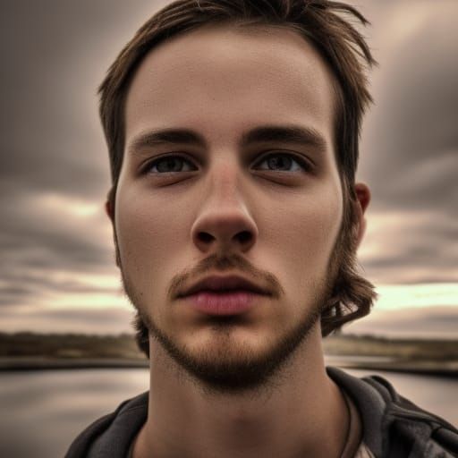 Hyperrealistic Portrait of a Brown-Haired Man