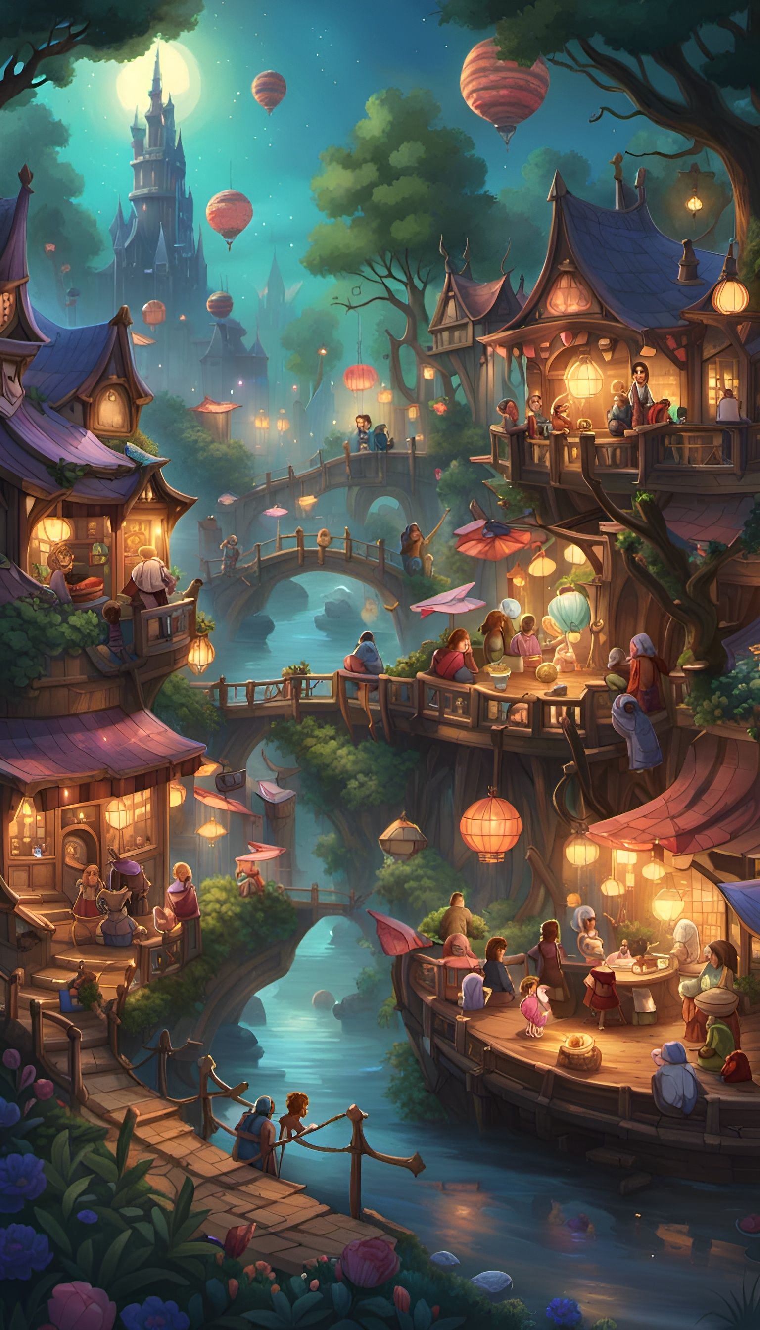 Riverside Village Lantern Festival in Enchanted Forest