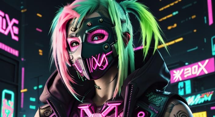 Cyberpunk Neon Comic Art Portrait with Glowing Circuits