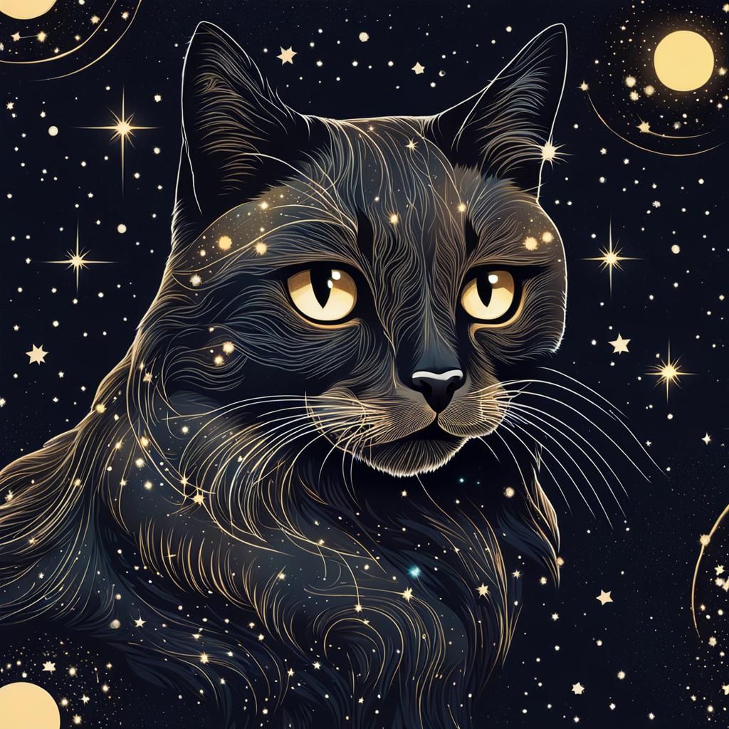Celestial Feline: Starry Paws in Cosmic Expanse
