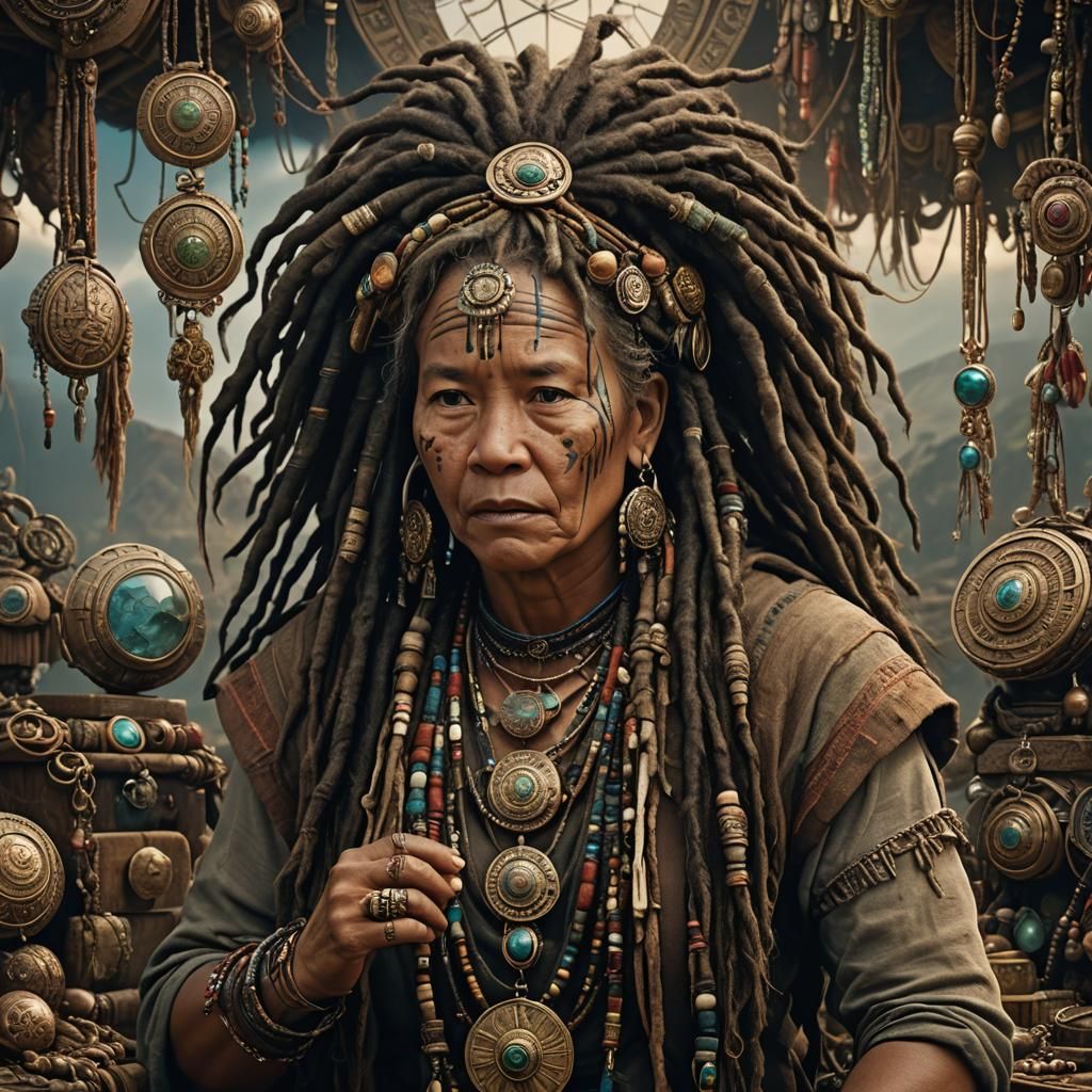 Cinematic Portrait of Native Woman with Dreadlocks