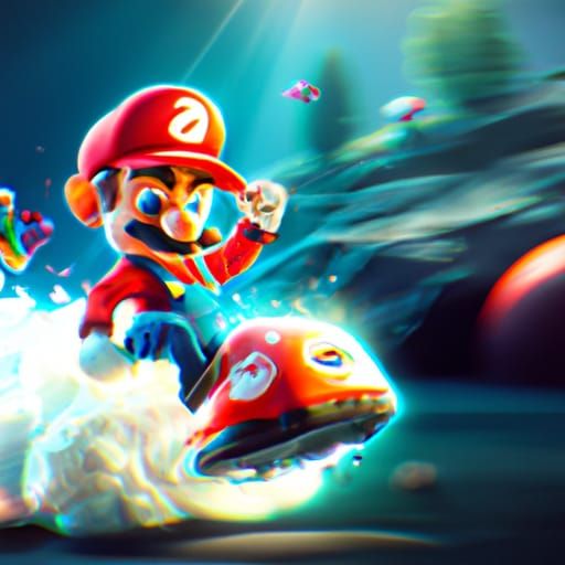 Chibi Super Mario Kart Digital Painting