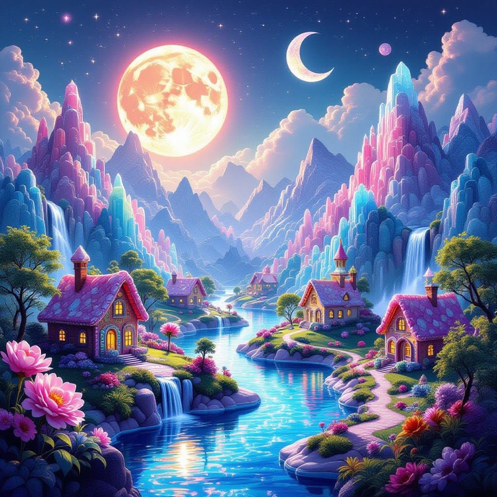 Candy Sugar Glass World With Dual Sun and Moon