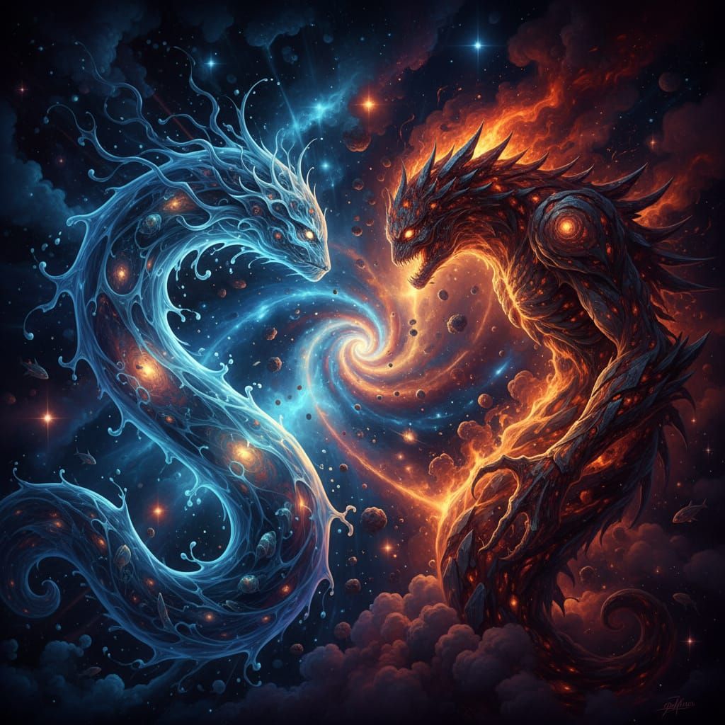 Water and Fire Spirits Collide in Astral Display