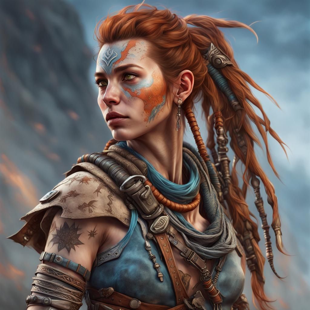 Aloy from Horizon in Desert Punk Scavenger World