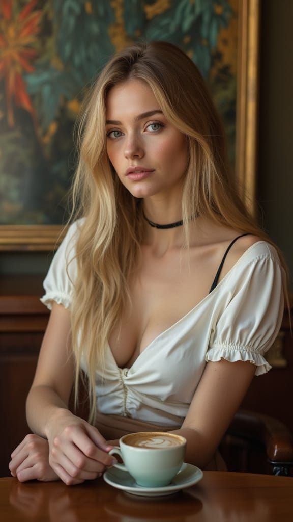 Elegant Woman in Office, Art Nouveau Style