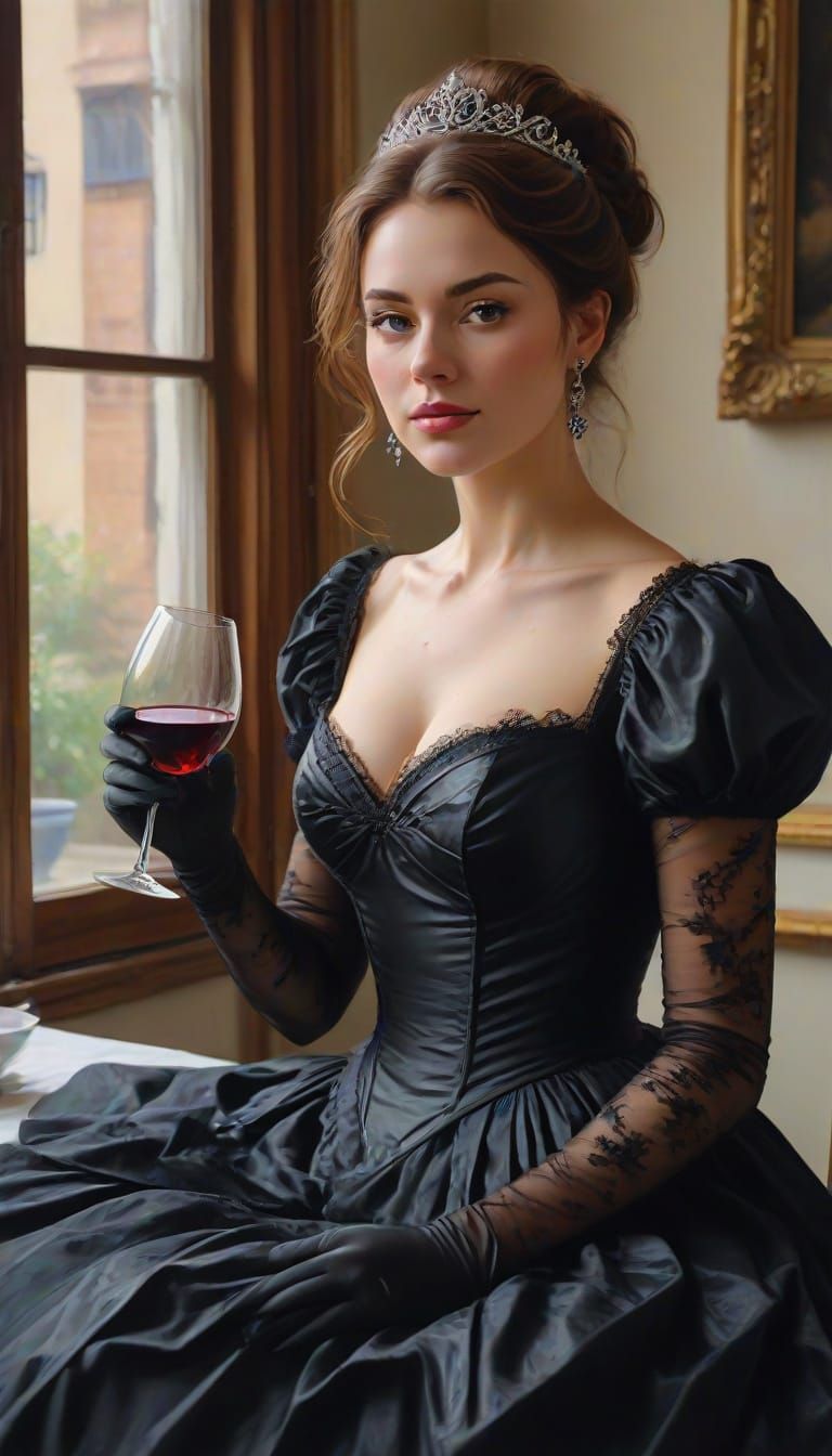 Ethereal Woman in Luxurious Setting, in Impressionist Style