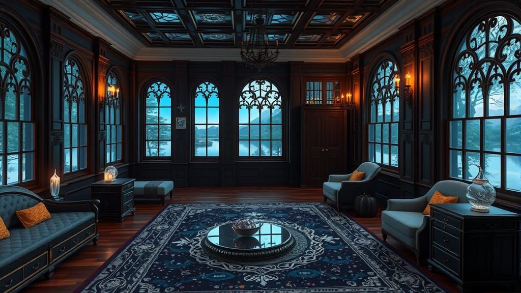 Dark Fantasy Student Bedroom with Magical Elements