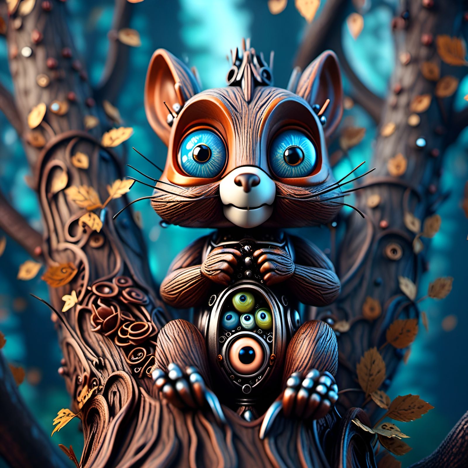 Surreal Robot Squirrel with Giant Eyes