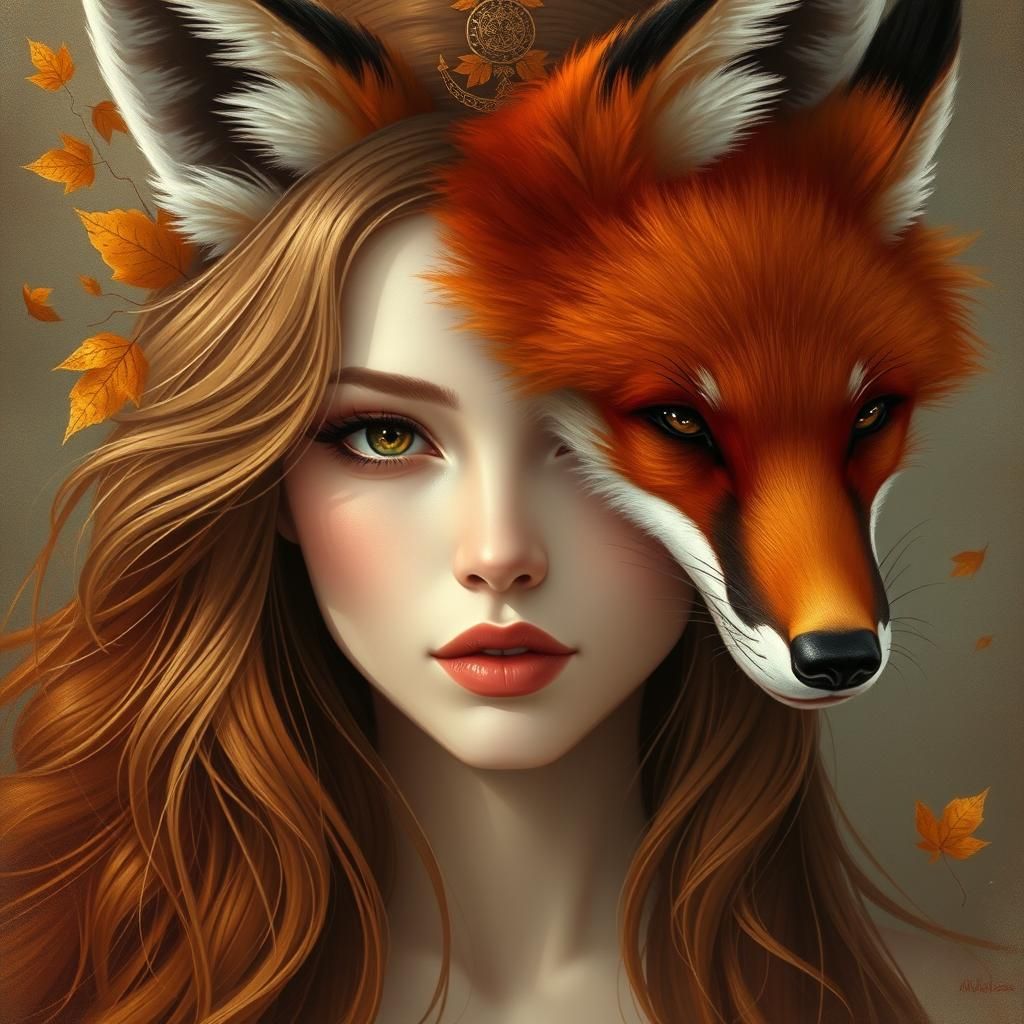 Mystical Fox Woman: Ethereal Portrait