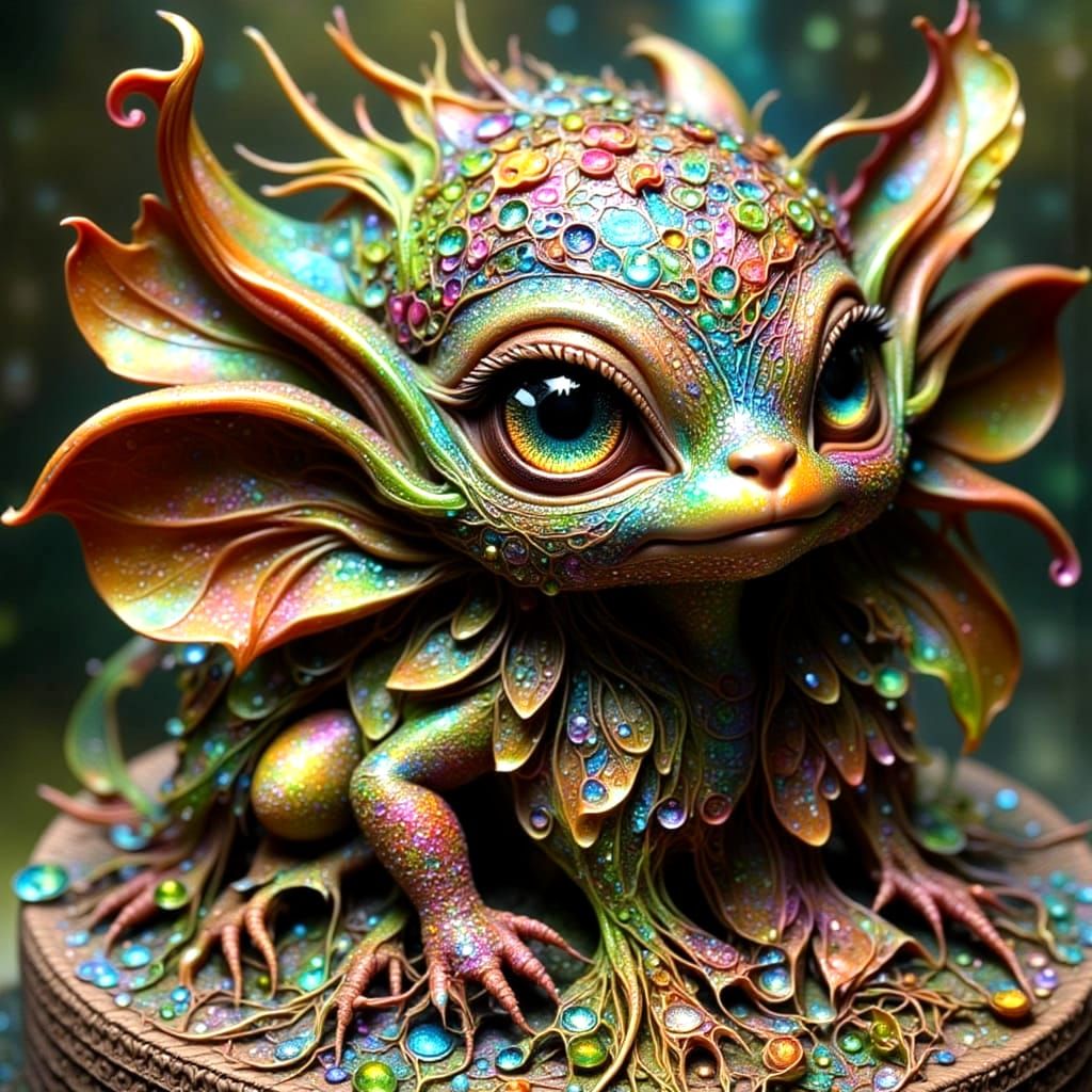 Intricate Claymation Sculpture of Winged Baby Monster