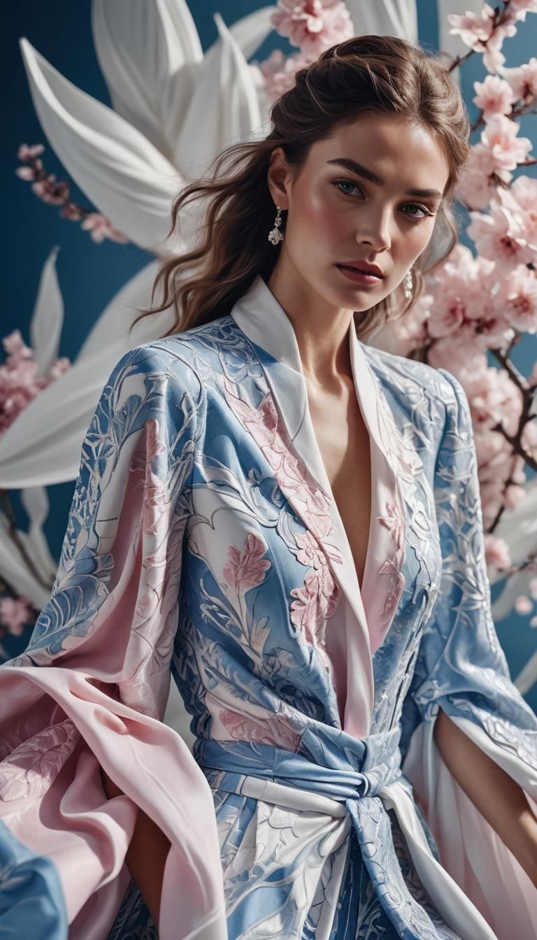 Elegant Woman in Luxurious Designer Couture