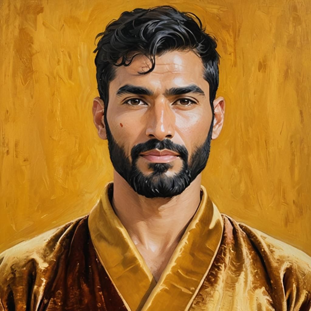 Impressionist Portrait of Man in Velvet Bathrobe