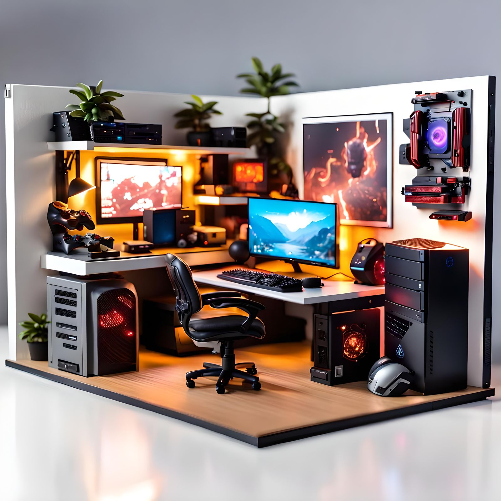 Miniature Diorama of a PC Gaming Bedroom
