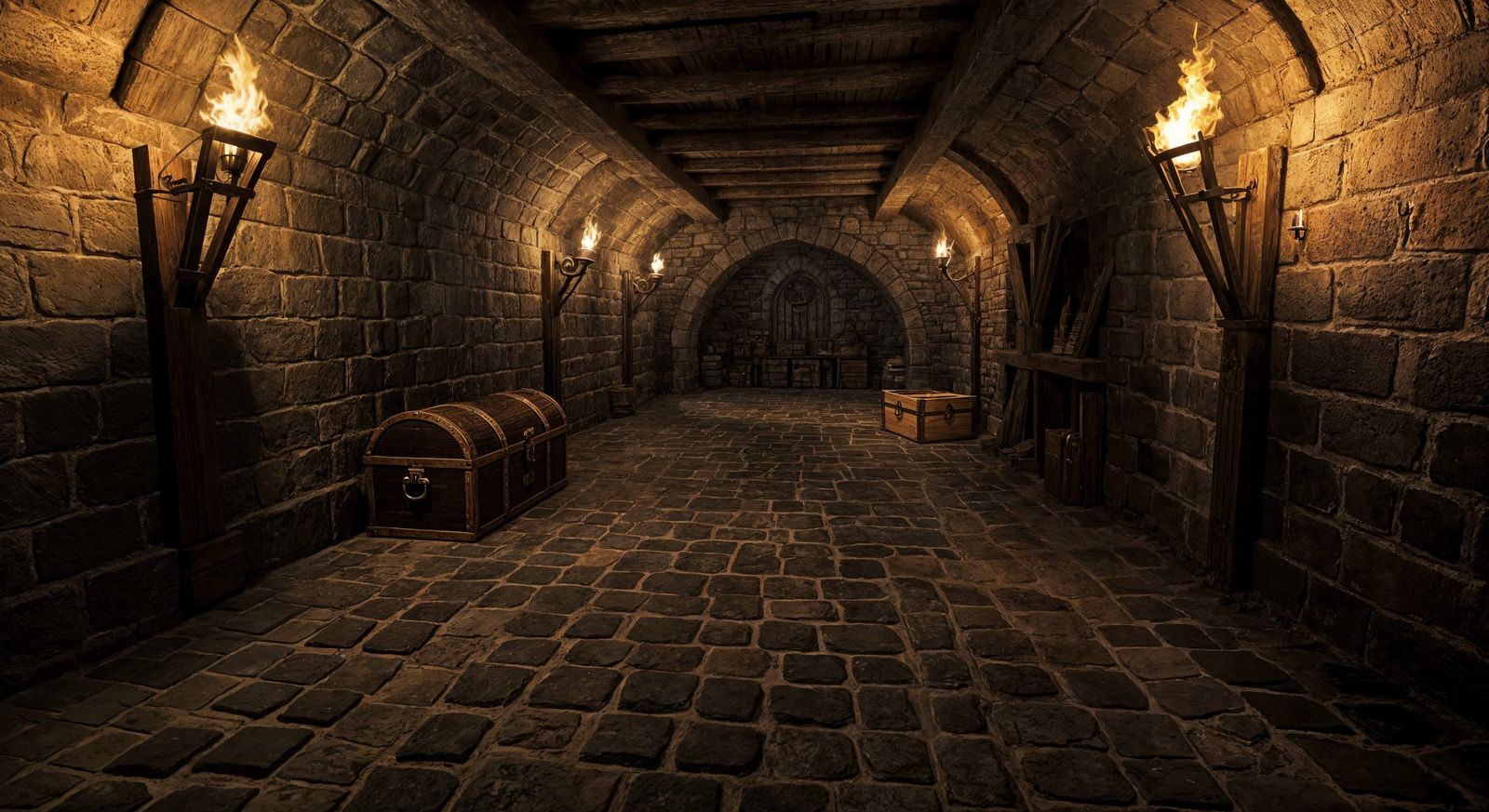 Dungeon Interior with Medieval Fantasy Chest