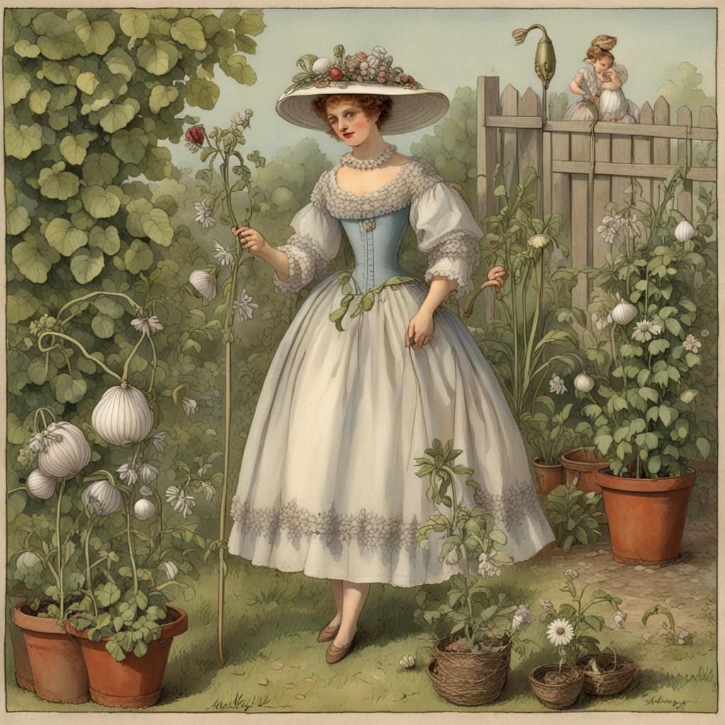 Whimsical Garden with Silver Bells and Shells