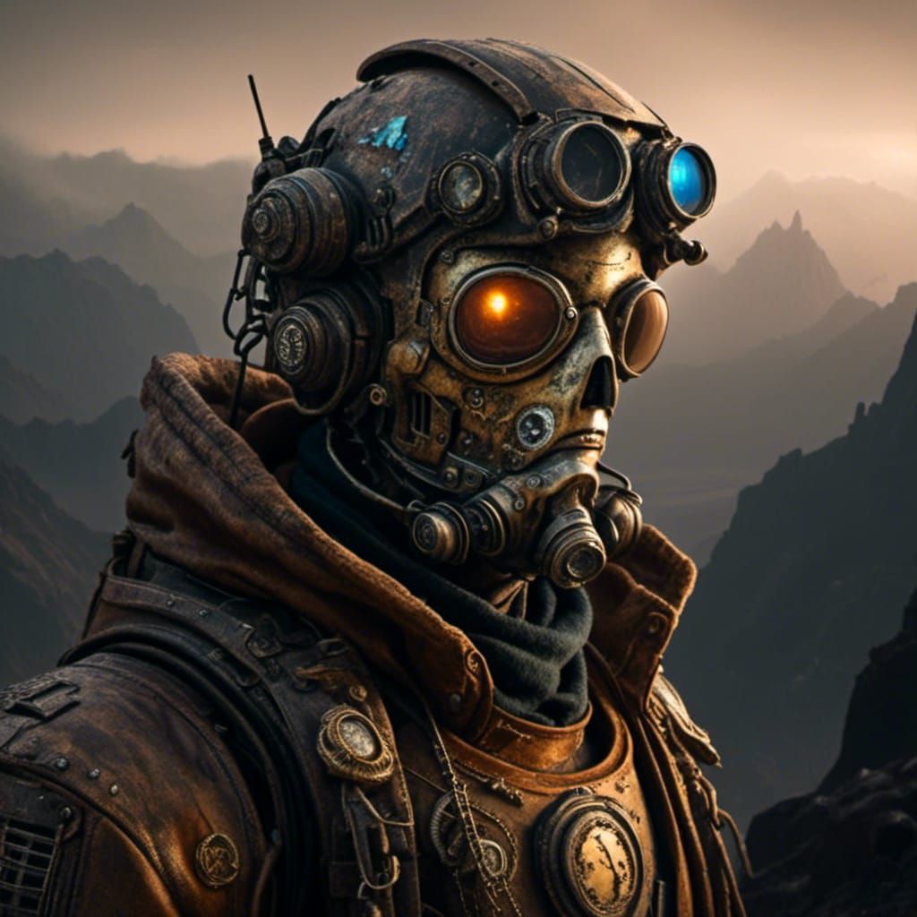 Desolate Landscape: Detailed Digital Art of a Rugged Man