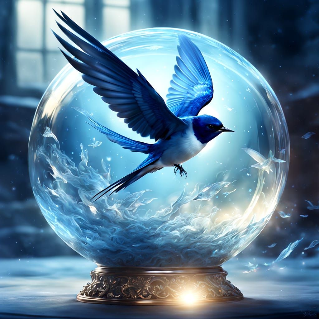 Swallows in a Crystal Ball, Digital Matte Painting