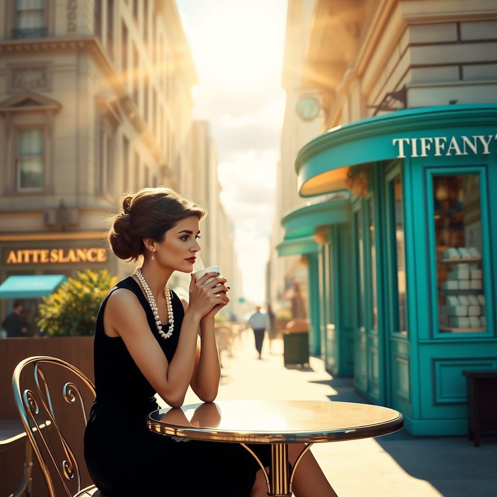 Audrey Hepburn at Tiffany's: Elegant Moment of Reflection