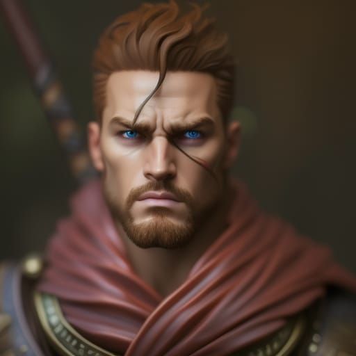 Ginger Barbarian Portrait in Hyperrealistic Splash Art Style