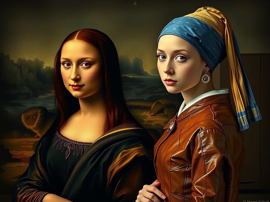 Mona Lisa and Girl with Pearl Earring in Leather