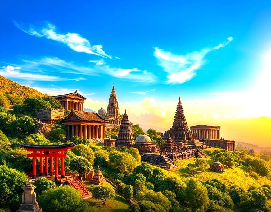 Ancient Temples from Around the World in Cinematic Style