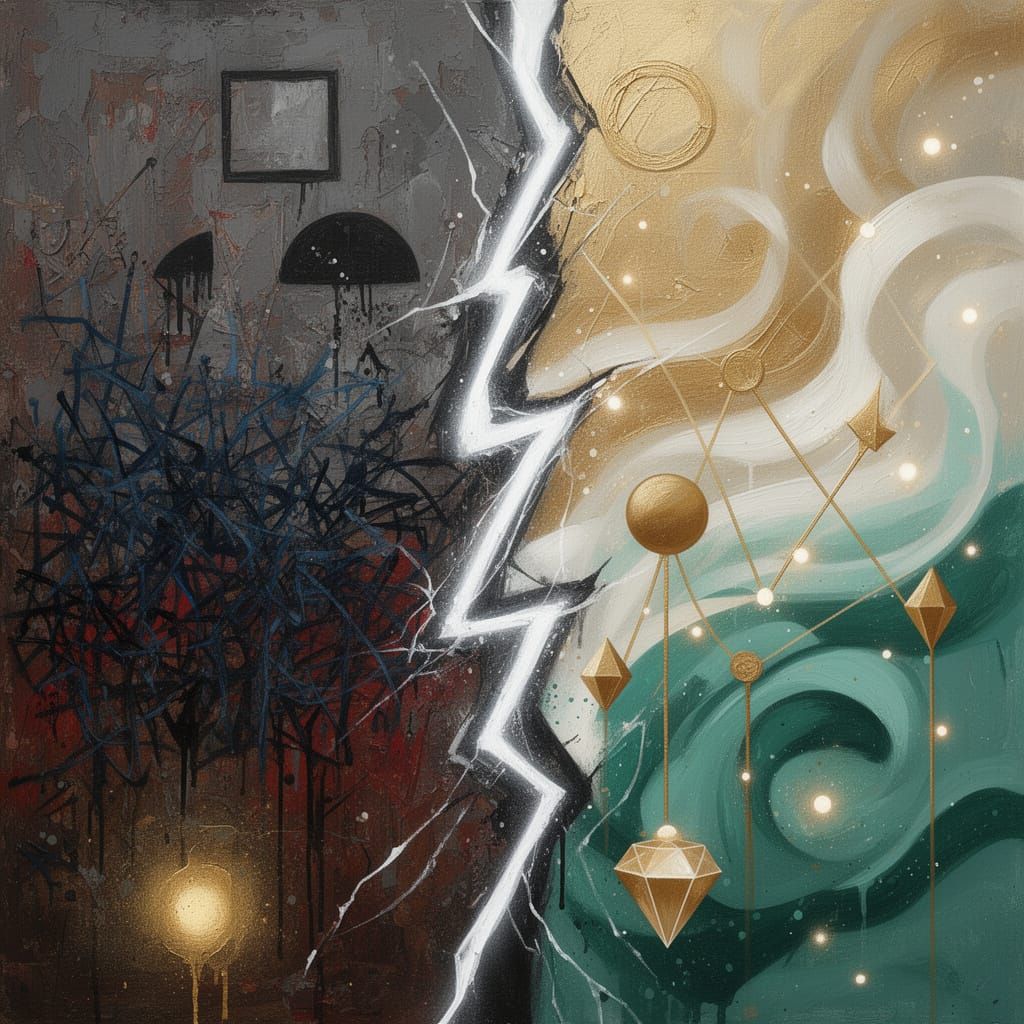 Graffiti Art Painting of a Poor Life Contrasted with Wealth