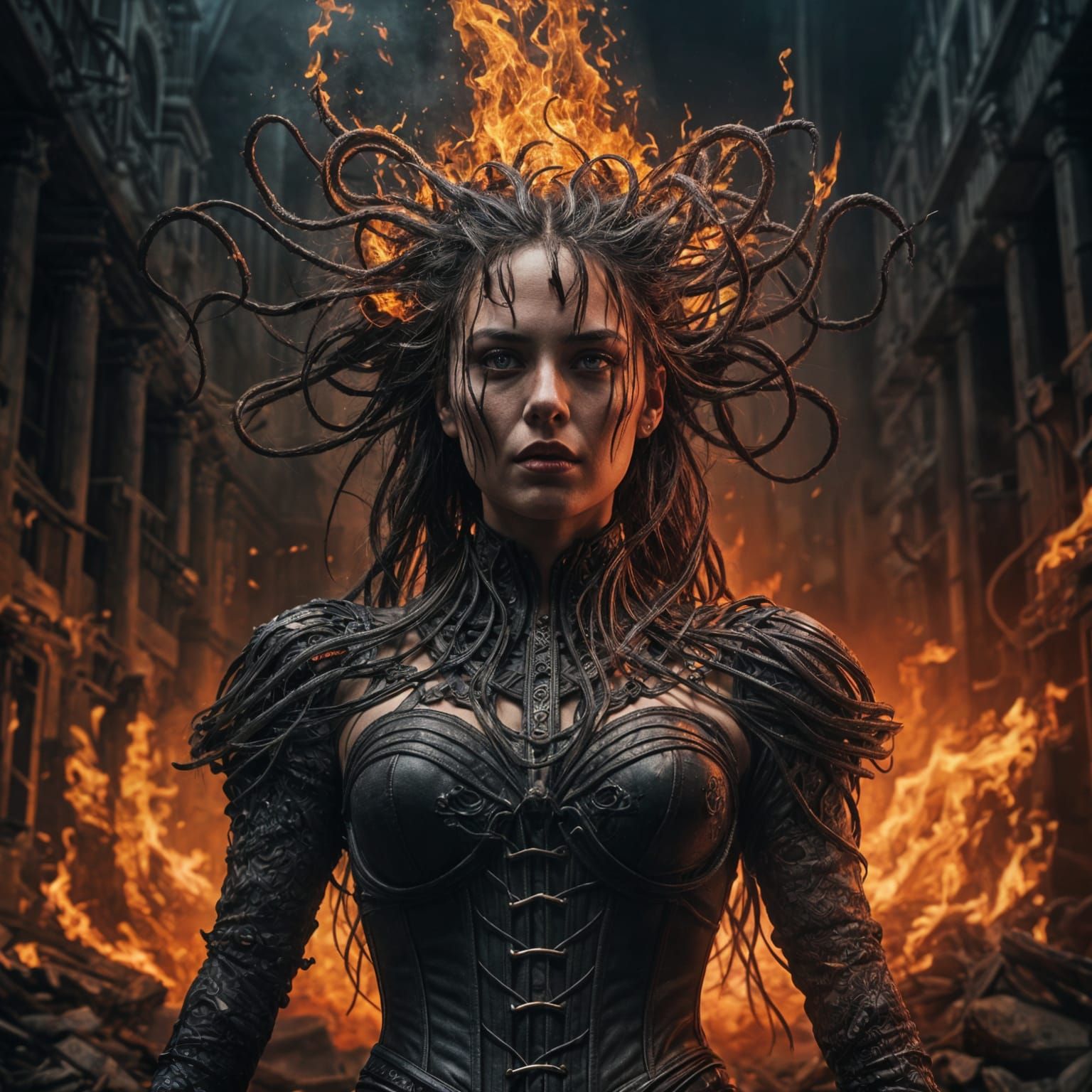 Dystopian Goddess Ignites with Fiery Passion