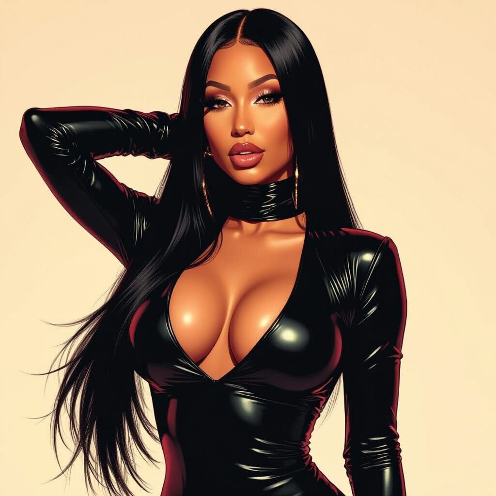 Confident Woman in Jumpsuit with Metallic Sheen