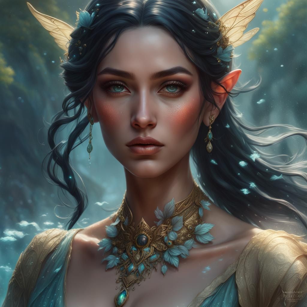 Ethereal Water Nymph Portrait in Fantasy Style