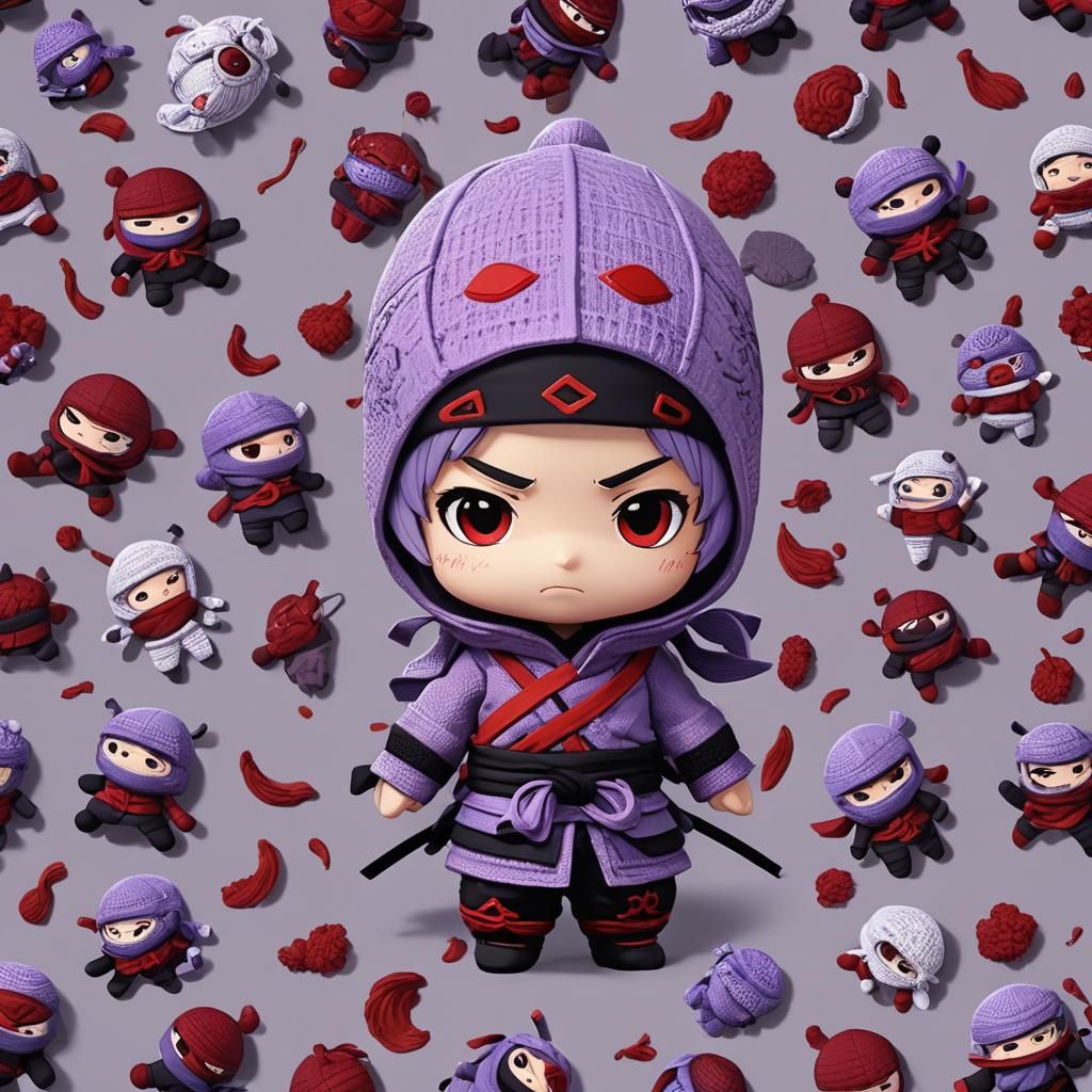 Cute Chibi Ninja Crochet Plushy in 3D Anime Style