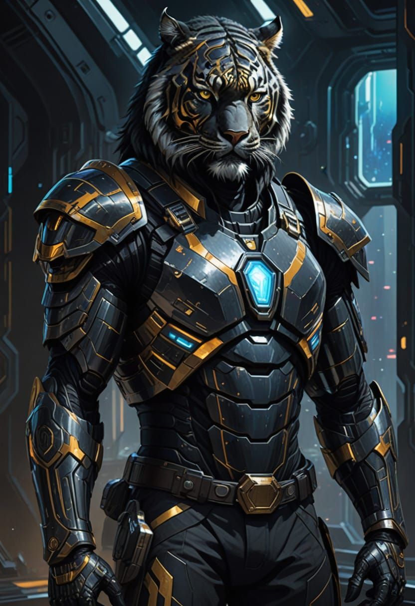 A black tiger warrior from Tails of a Soldier book series