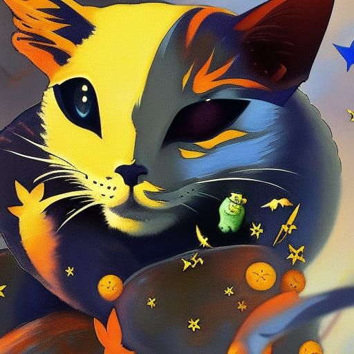 Cute Cat in Dystopian Biopunk Style