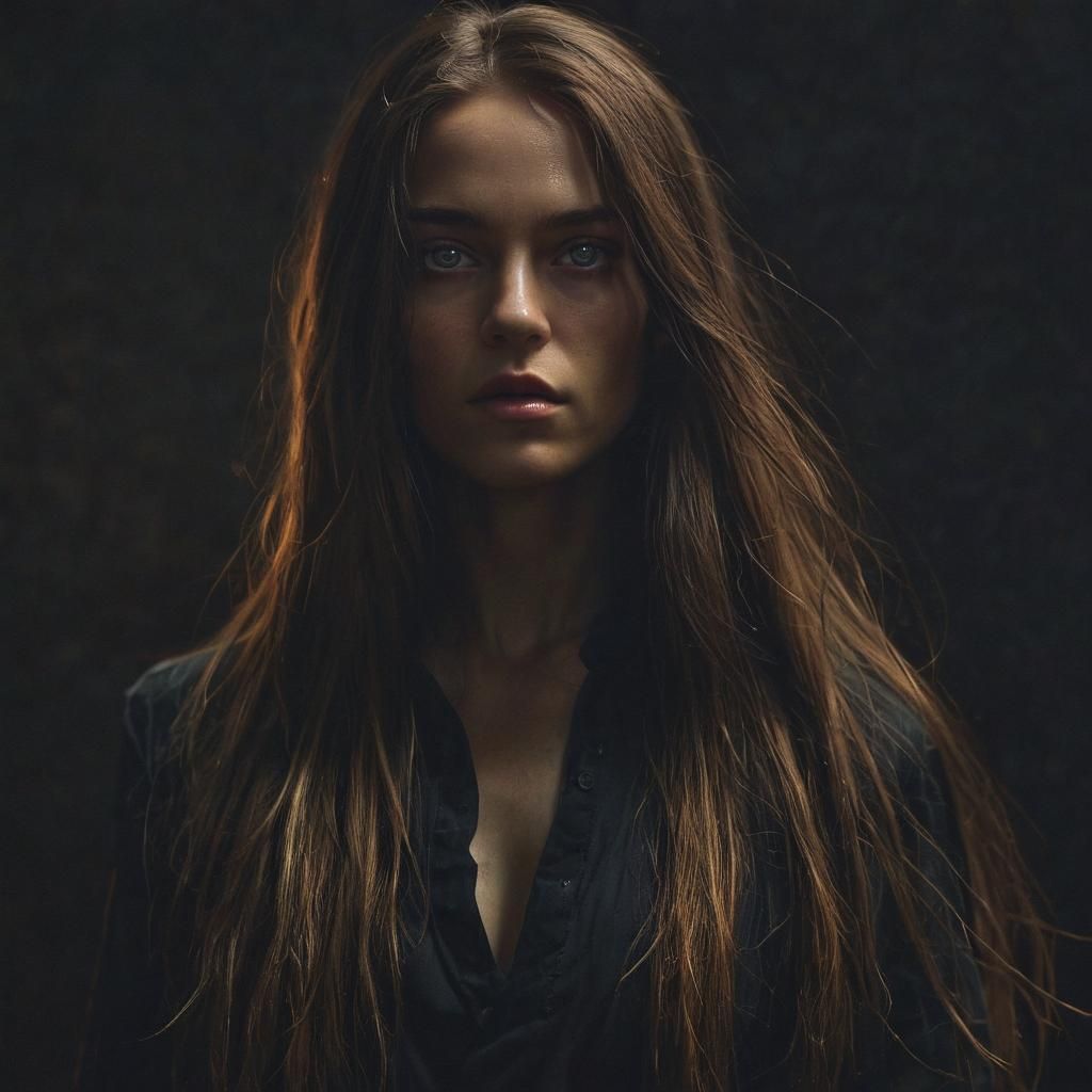 Dark Fantasy Woman with Multicolored Eyes