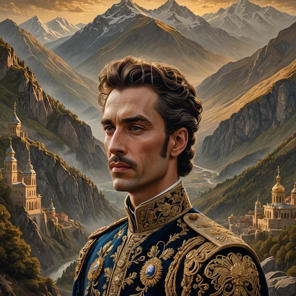 Georgian Prince Portrait in Traditional Royal Attire