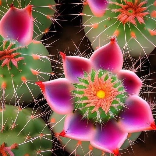 Hyperrealistic Cactus Blossoms in Sharp Focus
