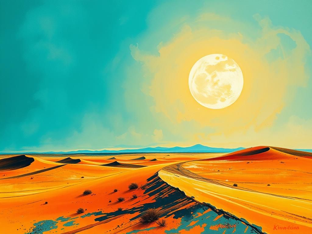 Teal and Orange Wasteland: An Ink Painting