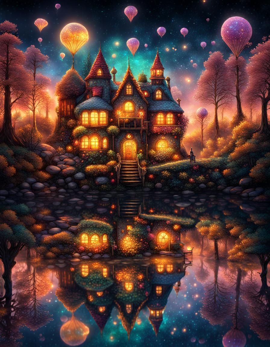 Crystalline Candyland at Night: HD Fantasy Photography