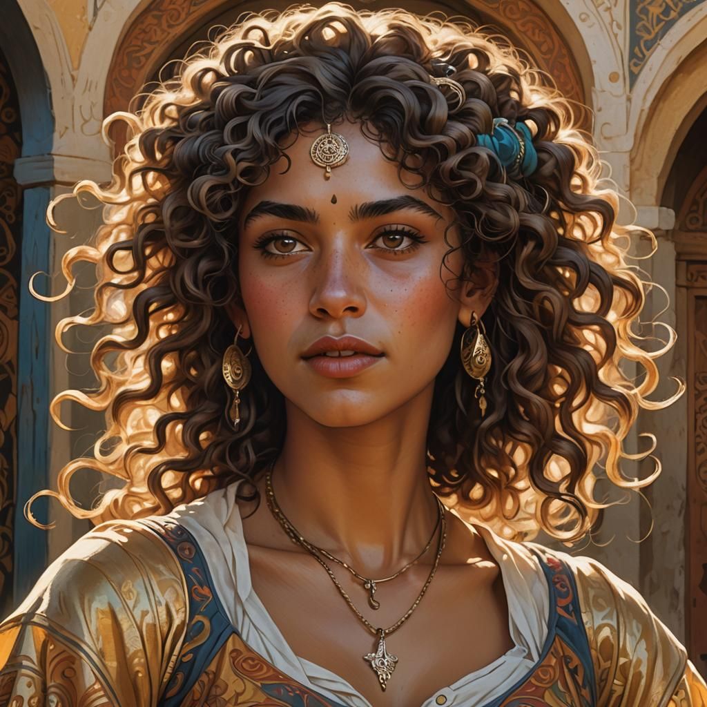 Gypsy with curly hair singing soleá in a village in Andalusi...