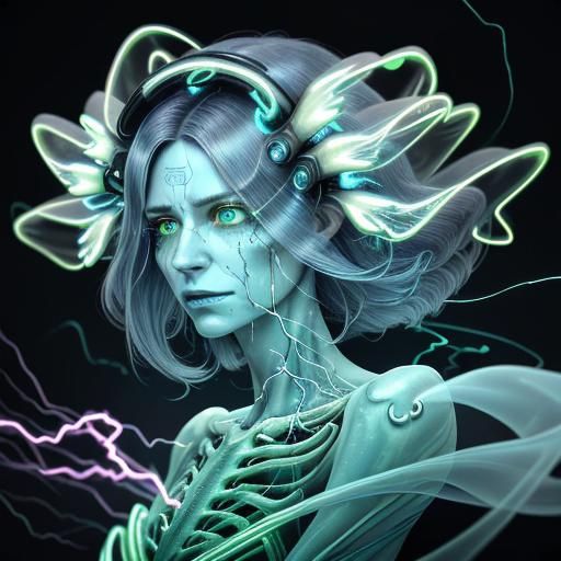 Surreal Close-Up: Ghost Electricity and Glowing Eyes